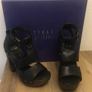 Stuart Weitzman black leather sandals
